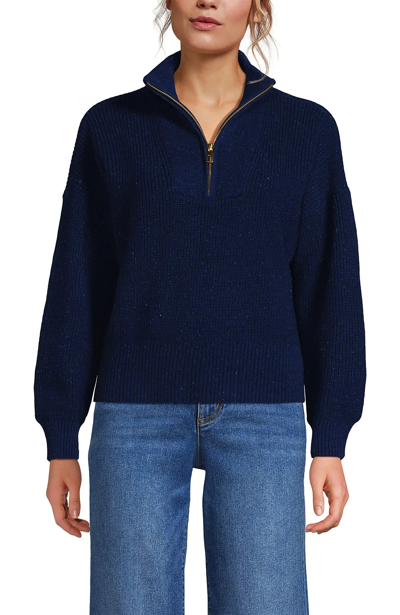 Lands' End Drifter Shaker Wedge Quarter Zip Sweater (Women) | Nordstrom | Nordstrom