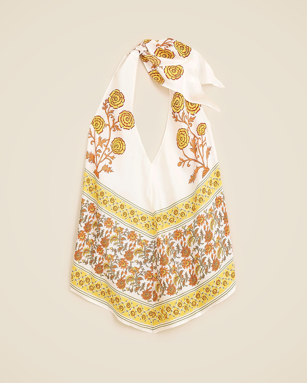 Open-back halter top in scarf print | J. Crew US