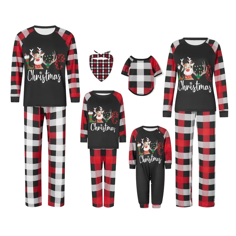 Qiylii Parent-Child Christmas Pajamas Sets, Family Matching Romper/ Long Sleeve Reindeer Print To... | Walmart (US)