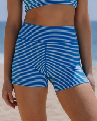 Play! Shortie Shorts - Powder + Cobalt Stripe | Daily Drills LLC