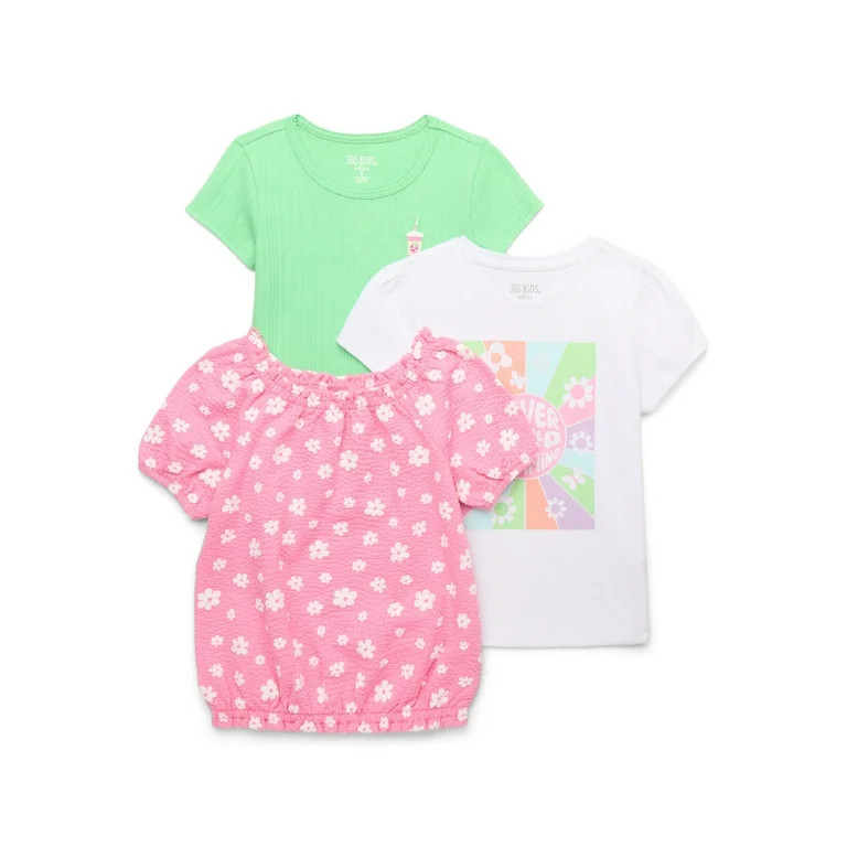 365 Kids from Garanimals Girls' Short Sleeve Top, 3-Pack, Sizes 4-10 | Walmart (US)