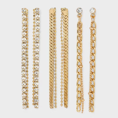 Mixed Linear Trio Earring Set - Wild Fable™ Gold | Target