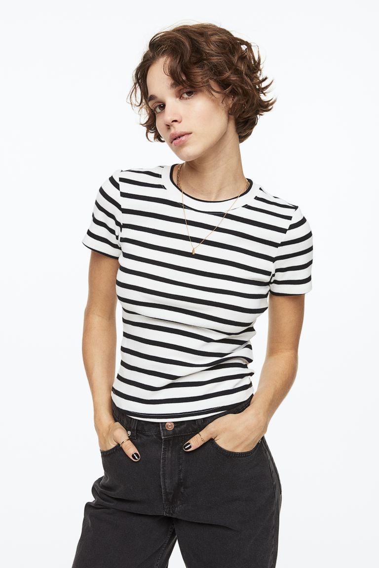 Fitted cotton top | H&M (UK, MY, IN, SG, PH, TW, HK)