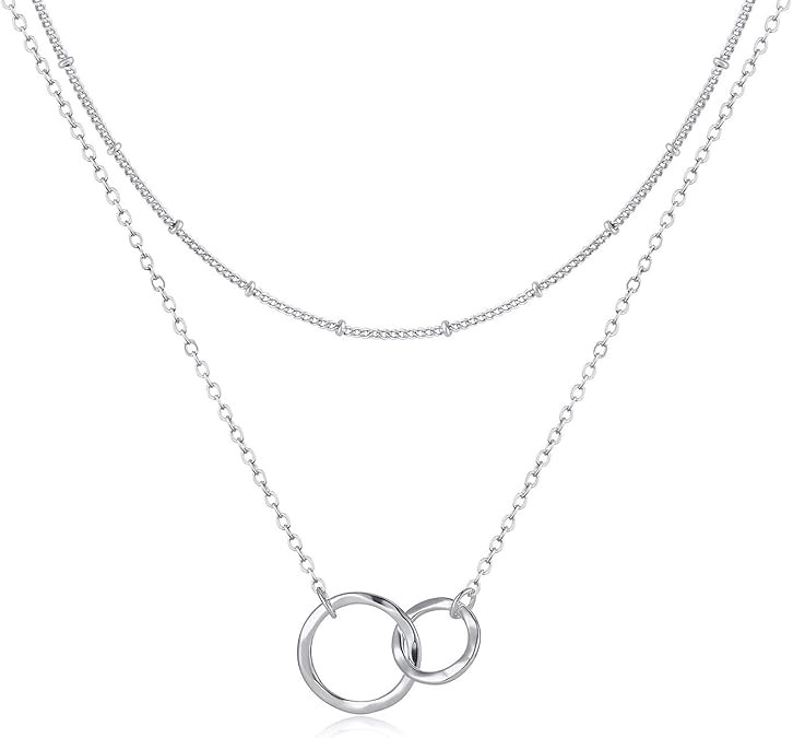 Fettero Pendant Necklace Gold Choker Layered Coin Open Karma Circle Full New Crescent Moon 14K Go... | Amazon (US)