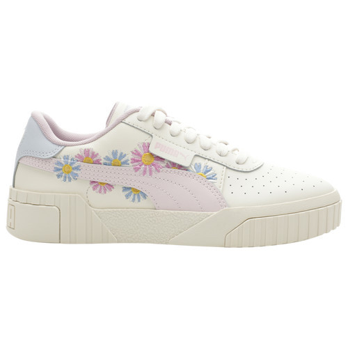 PUMA Girls PUMA Cali Embroidered - Girls' Grade School Basketball Shoes Eggnog/Arctic Ice/Galaxy Pink Size 07.0 | Foot Locker (US)
