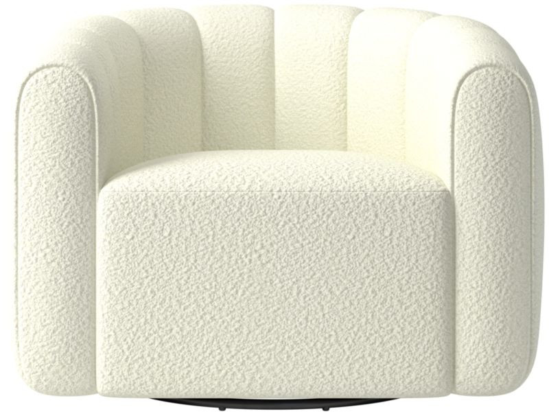 Fitz Modern Channeled White Boucle Swivel Chair + Reviews | CB2 | CB2