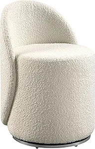 OSP Home Furnishings Lystra Swivel Barrel Vanity Chair with Textured Boucle Fabric, Cream | Amazon (US)
