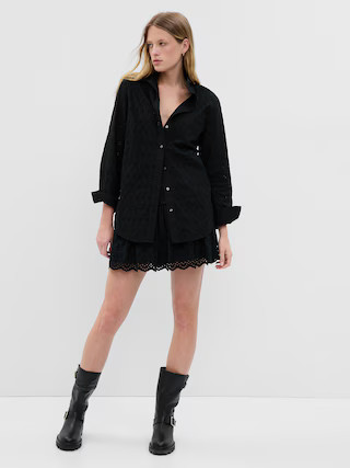 Eyelet Lace Boyfriend Shirt | Gap (US)