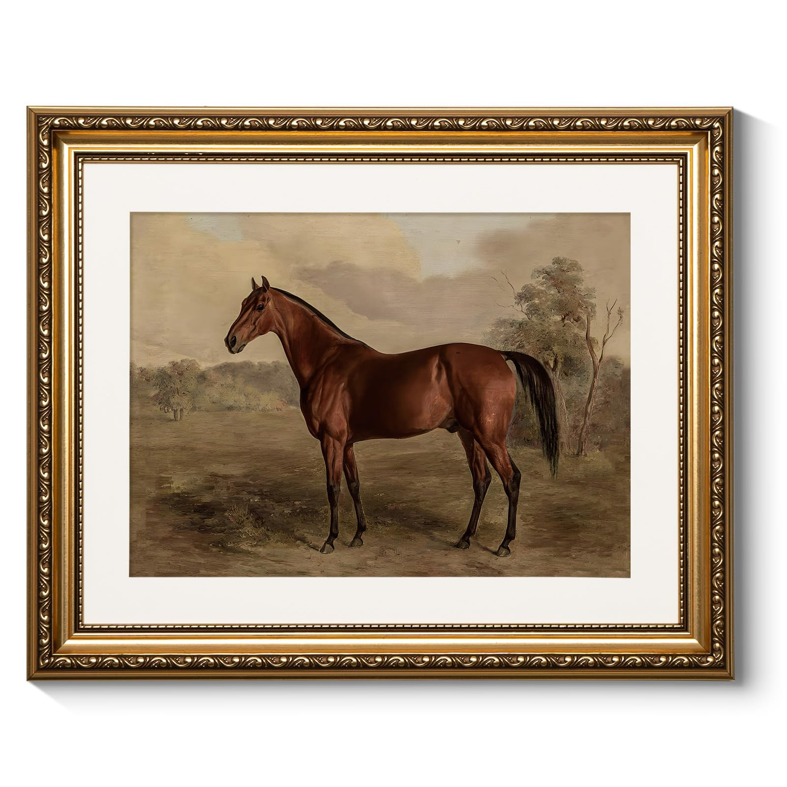 ARPEOTCY Vintage Gold Framed Horse Wall Art, Bedroom Bathroom Living Room Classic Horse Picture W... | Amazon (US)