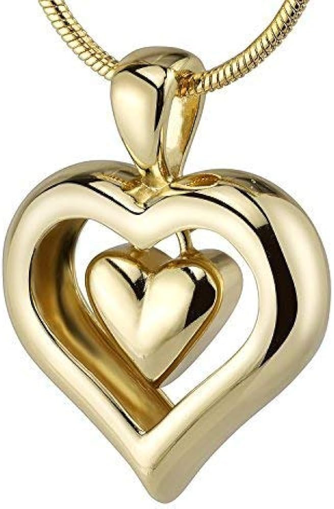 18k Gold Finish Cremation Jewelry Urn Heart Pendant Memorial Keepsake Locket Necklace for Ashes a... | Amazon (US)