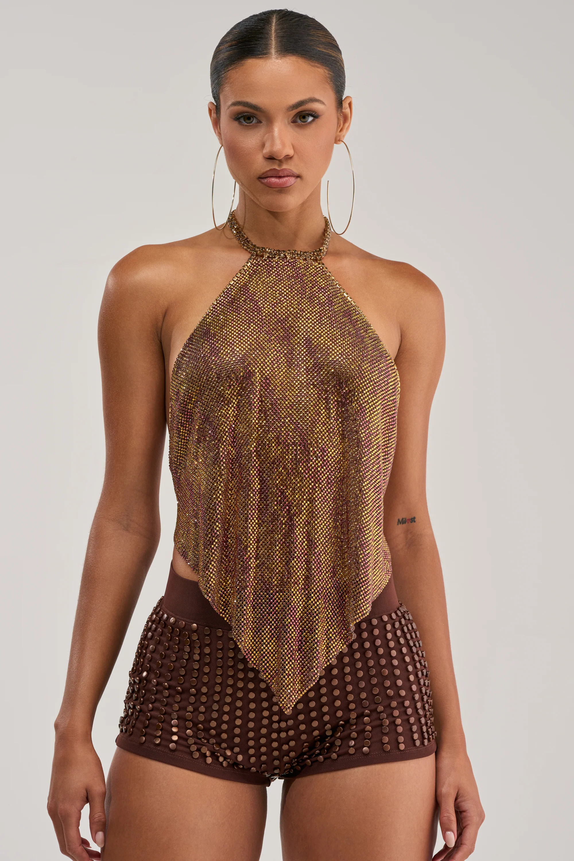 GOLDEN GLAM RHINESTONE TOP | AKIRA