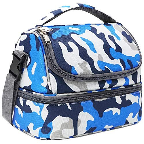 FlowFly Kids Double Decker Cooler Insulated Lunch Bag Large Tote for Boys, Girls, Men, Women, With A | Amazon (US)