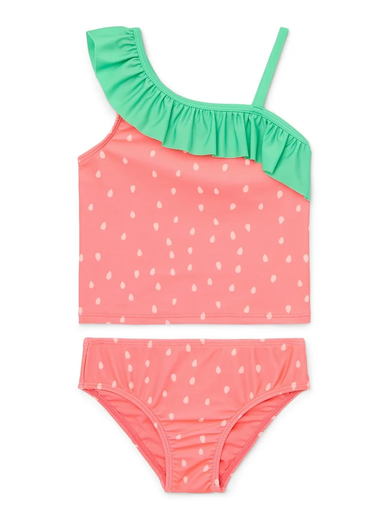 Wonder Nation Toddler Girl Strawberry Ruffle Tankini, Two-Piece, Sizes 12M-5T - Walmart.com | Walmart (US)