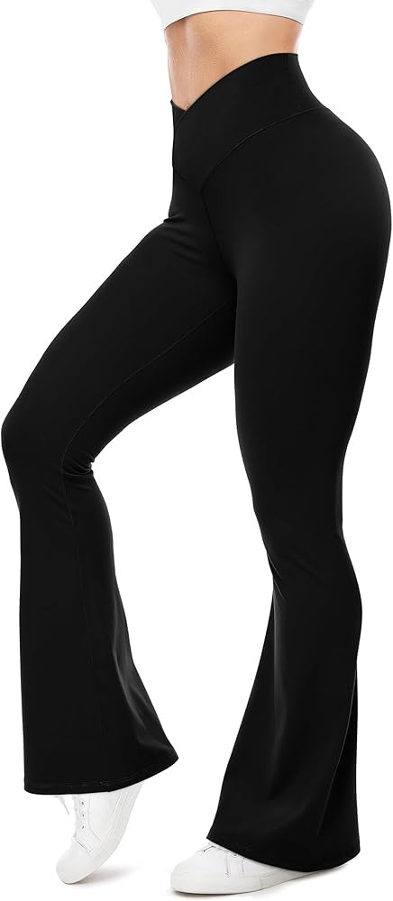UEU Flare Leggings for Women with Tummy Control, V Crossover High Waisted Yoga Pants, Bootcut Wid... | Amazon (US)
