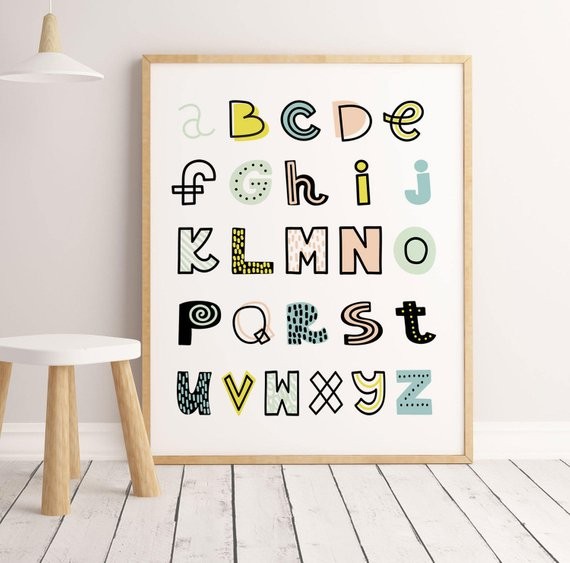 nursery wall art ideas, letters wall prints, alphab wall decor, cool art prints, nursery art work, l | Etsy (US)