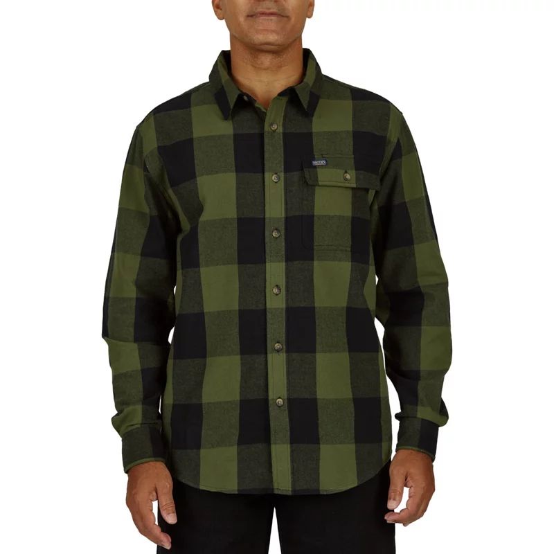 Smith's Workwear Men's Buffalo Flannel Button Down Shirt Green/Black, Large - Men's Longsleeve Work Shirts at Academy Sports | Academy Sports + Outdoors