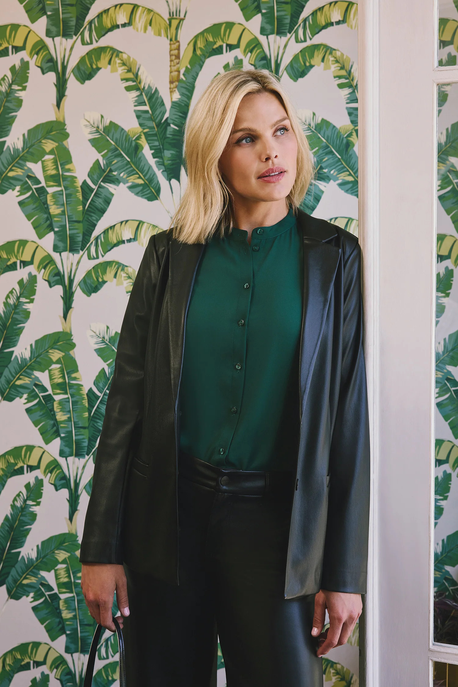 Vegan Stretch Leather Classic Blazer Jacket | NYDJ