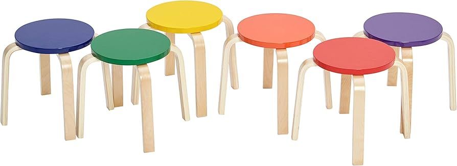 ECR4Kids Bentwood Stackable Stools, Classroom Furniture, Assorted, 6-Piece | Amazon (US)