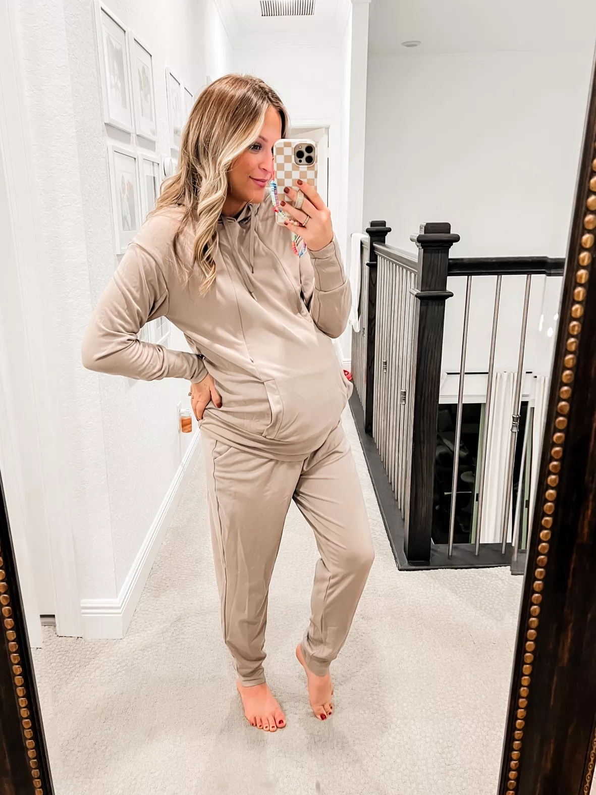 Maternity jumpsuit with nursing access