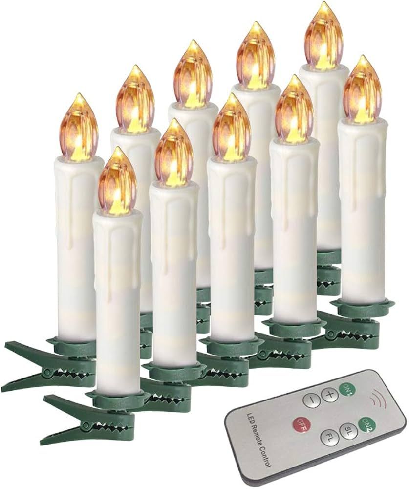Houdlee LED Flameless Taper Candles with Remote Control and Removable Clips,Flickering 4 Inches B... | Amazon (US)