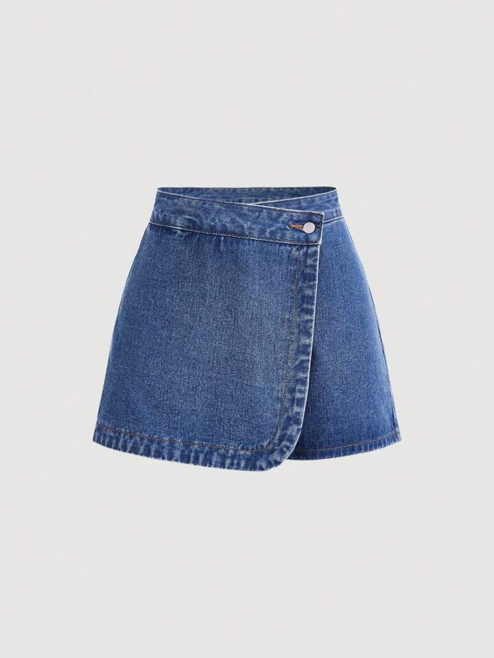 SHEIN MOD Wrap Denim Skort | SHEIN