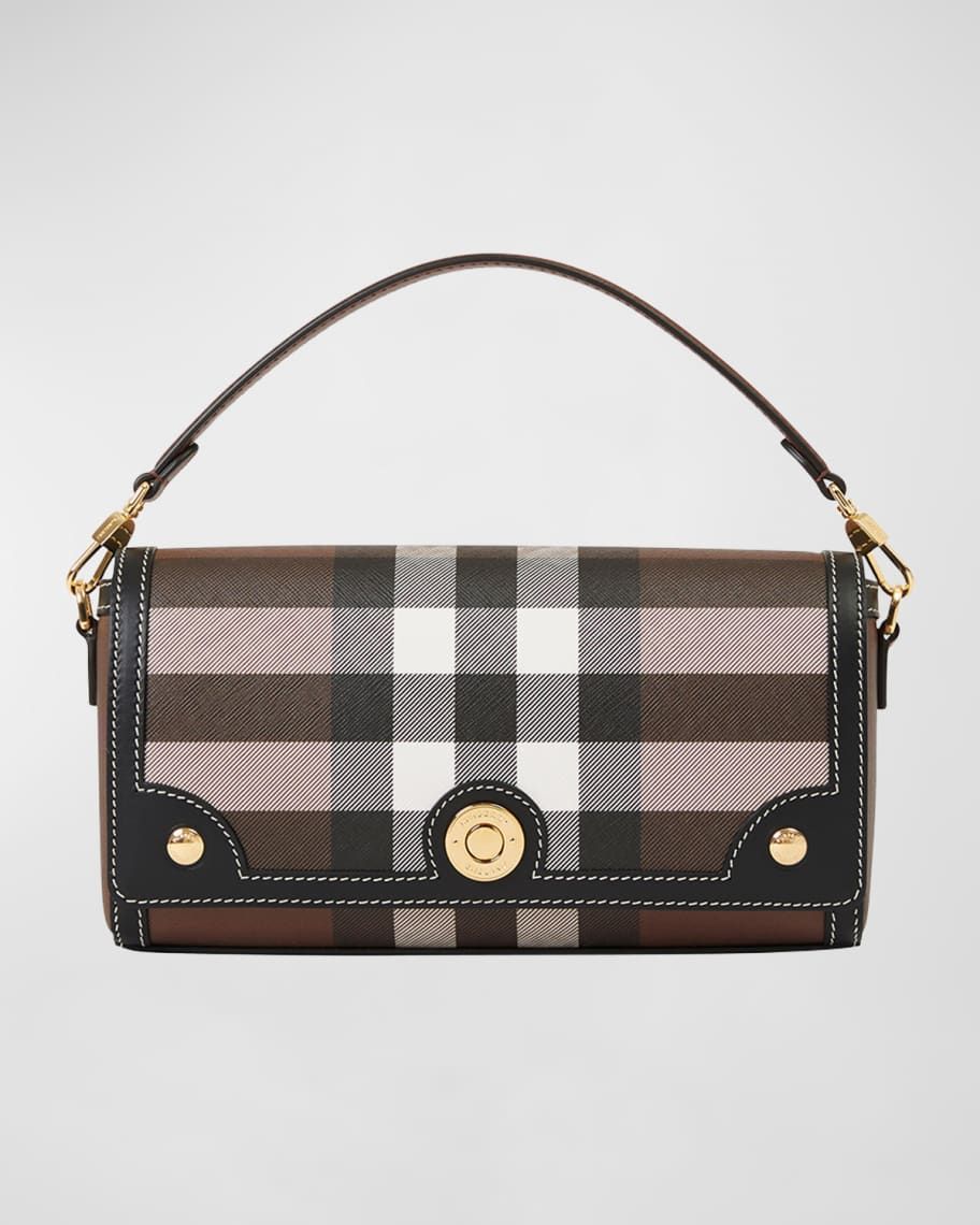 Burberry Note Check Canvas Top-Handle Bag | Neiman Marcus