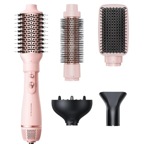 Blow Dryer Brush Set, Wavytalk Air Sculpt 5-in-1 Hot Air Brush Set, Multi Hair Styler for Salon Blowouts, Smooth Curls, Volumizing and Straightening, Sleek and Less Frizz, Pink | Amazon (US)