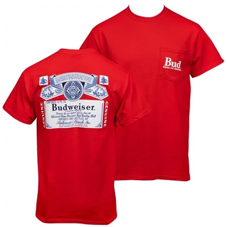 Budweiser Bottle Label Front and Back Print Pocket Tee-Medium | Walmart (US)
