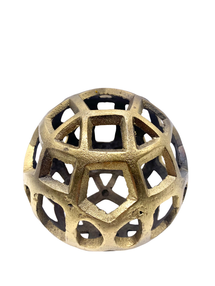 Pierced Gold Metal Sphere Sculpture | One Kings Lane