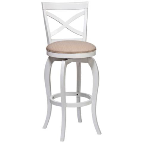 Hillsdale Ellendale 31 1/4" Beige Fabric Swivel Barstool | LampsPlus.com