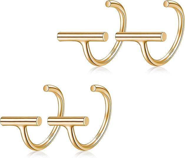 CHIC & ARTSY 925 Sterling Silver Half Hoop Earrings for Women, Small Huggie Hoops Set with Ball B... | Amazon (US)