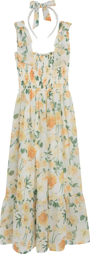 Kids' Floral Smocked Maxi Dress & Bow Headband Set | Nordstrom Rack
