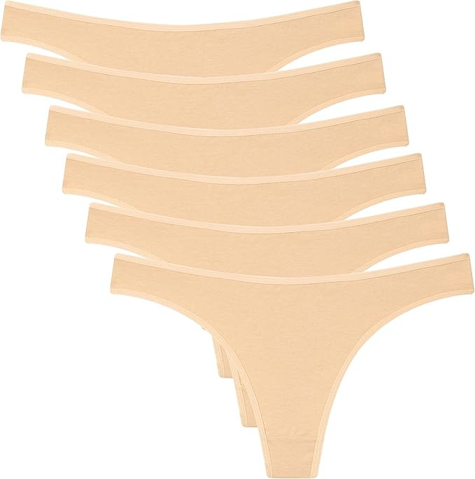 ELACUCOS 6 Pack Women's Thongs Cotton Breathable Panties Bikini Underwear | Amazon (US)