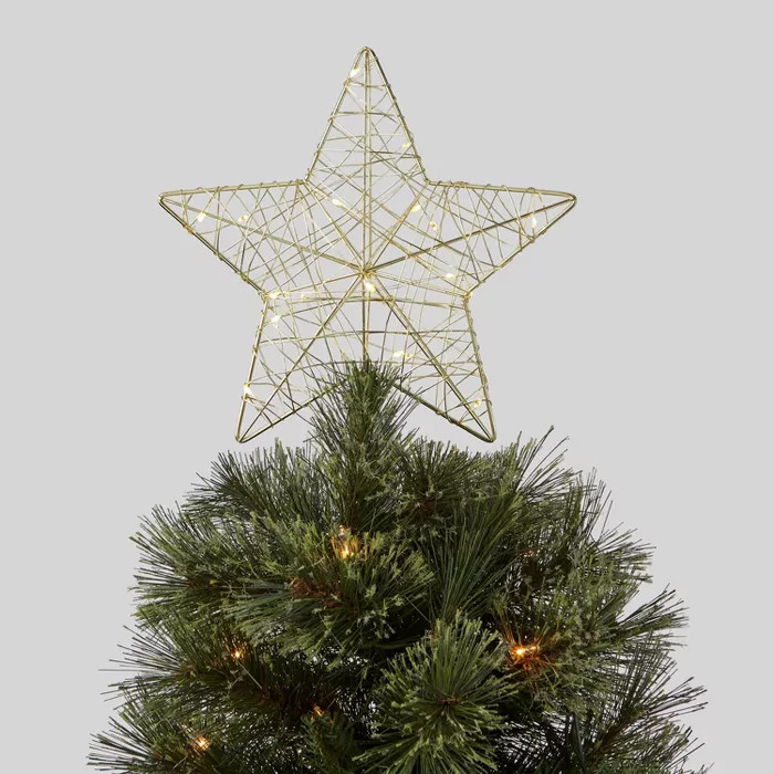 10in Lit Wrapped Twinkling Star Tree Topper Gold - Wondershop™ | Target