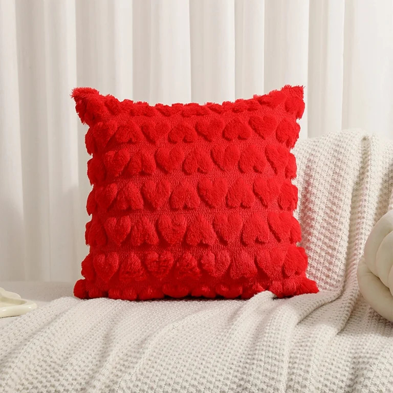 AuroraX Large Throw Pillows 18x18 inch,Red Aesthetic Winter Heart Shaped Soft Pillow with Inserts... | Walmart (US)