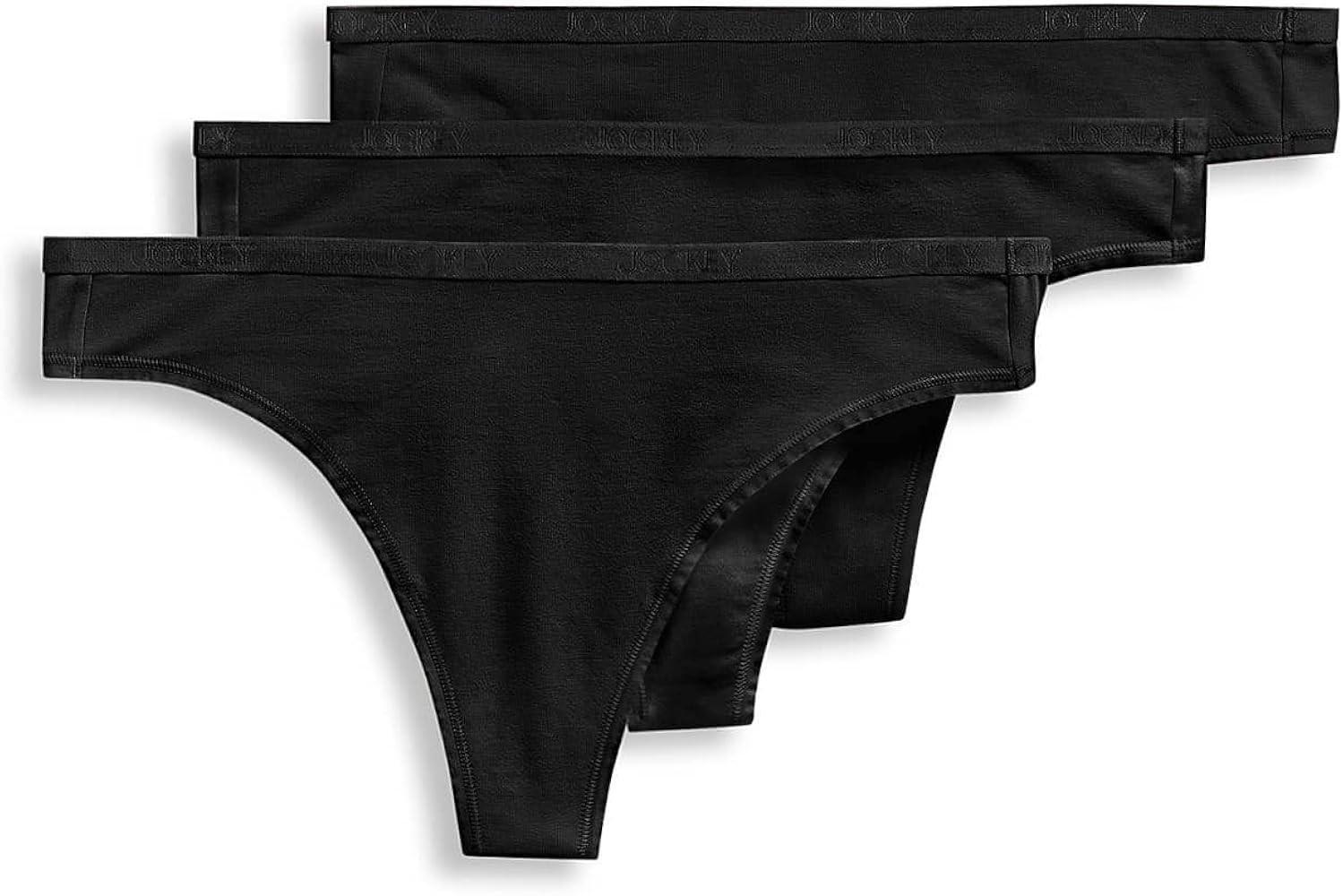 Jockey Women's Underwear Organic Cotton Stretch Logo Thong - 3 Pack | Amazon (US)