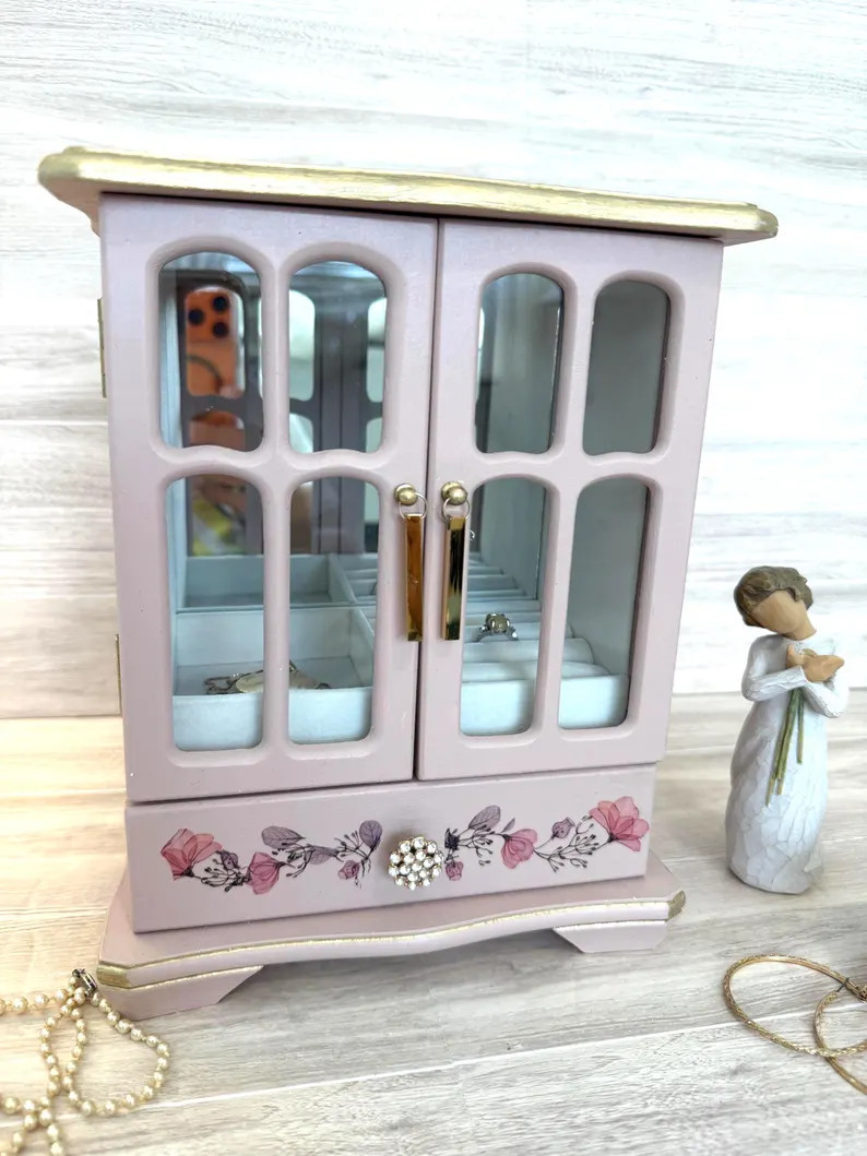 Jewelry Box Hand painted Pink shabby  chic farmhouse boho | Etsy (Global)