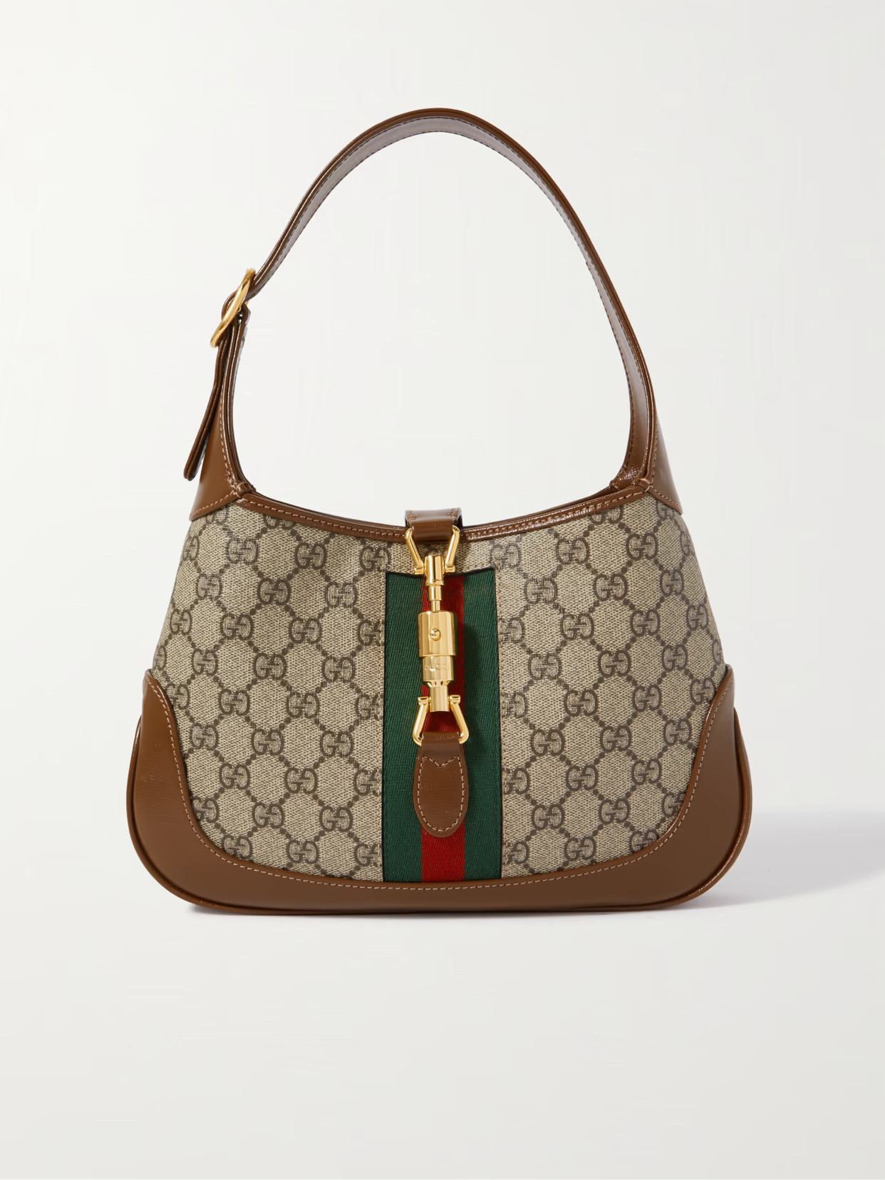 Gucci - Jackie 1961 Small Webbing-trimmed Coated-canvas And Leather Shoulder Bag - Neutrals | NET-A-PORTER (US)