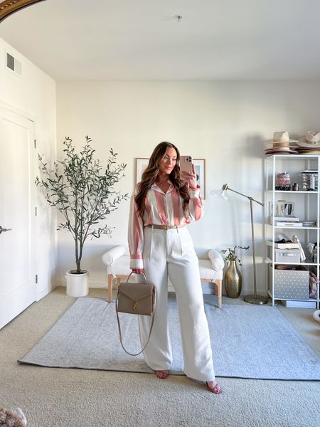 The cutest spring workwear outfit 🌸

I love these premium crepe trousers- I sized up to a 30/10
The stripe long sleeve blouse is so beautiful, nice quality and the thicker stripes gives resort, Italian Rivera vibes! Wearing a medium! 

Use code Brittany to take 20% off shoes! 

#LTKworkwear #LTKstyletip #LTKmidsize