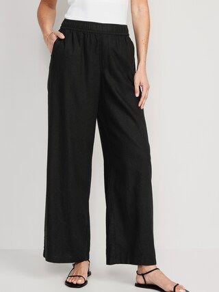 High-Waisted Linen-Blend Wide-Leg Pants for Women | Old Navy (US)