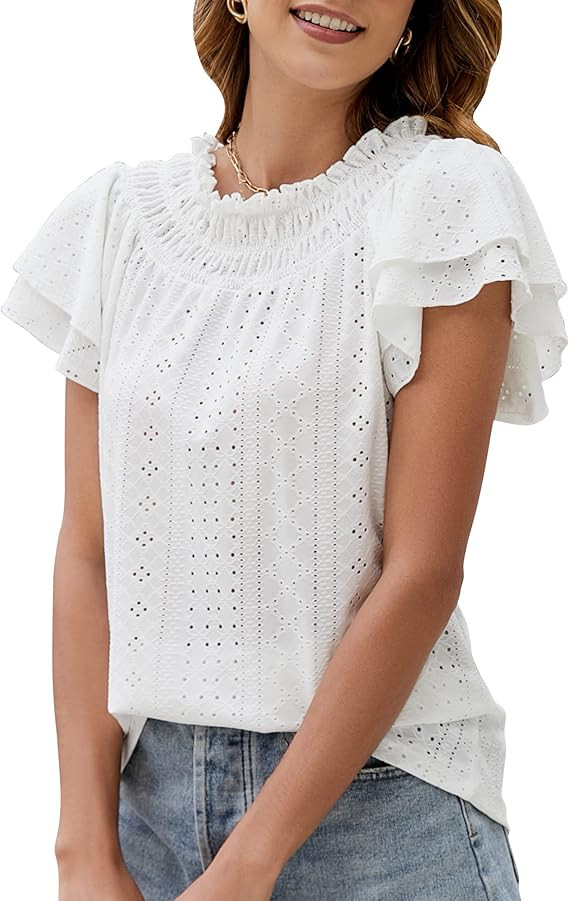 BMJL Women's Business Casual Tops Dressy Work Blouses V Neck Shirts Short Sleeve Summer Top | Amazon (US)