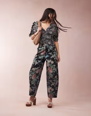ASOS DESIGN barrel leg pants in floral print | ASOS (Global)