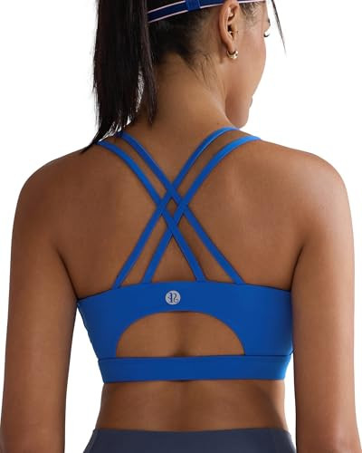 RUNNING GIRL Sports Bras for Women,Padded Blue Sports Bra Tank Top Sexy Crisscross Back High Impact Longline Workout Yoga Bra(WX2354Cerulean Blue,M) | Amazon (US)