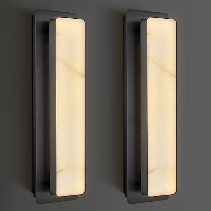 Alabaster Wall Sconces Set of Two, 19.7" Black Bathroom Sconces, Wall Lighting Vanity Light Fixtu... | Amazon (US)