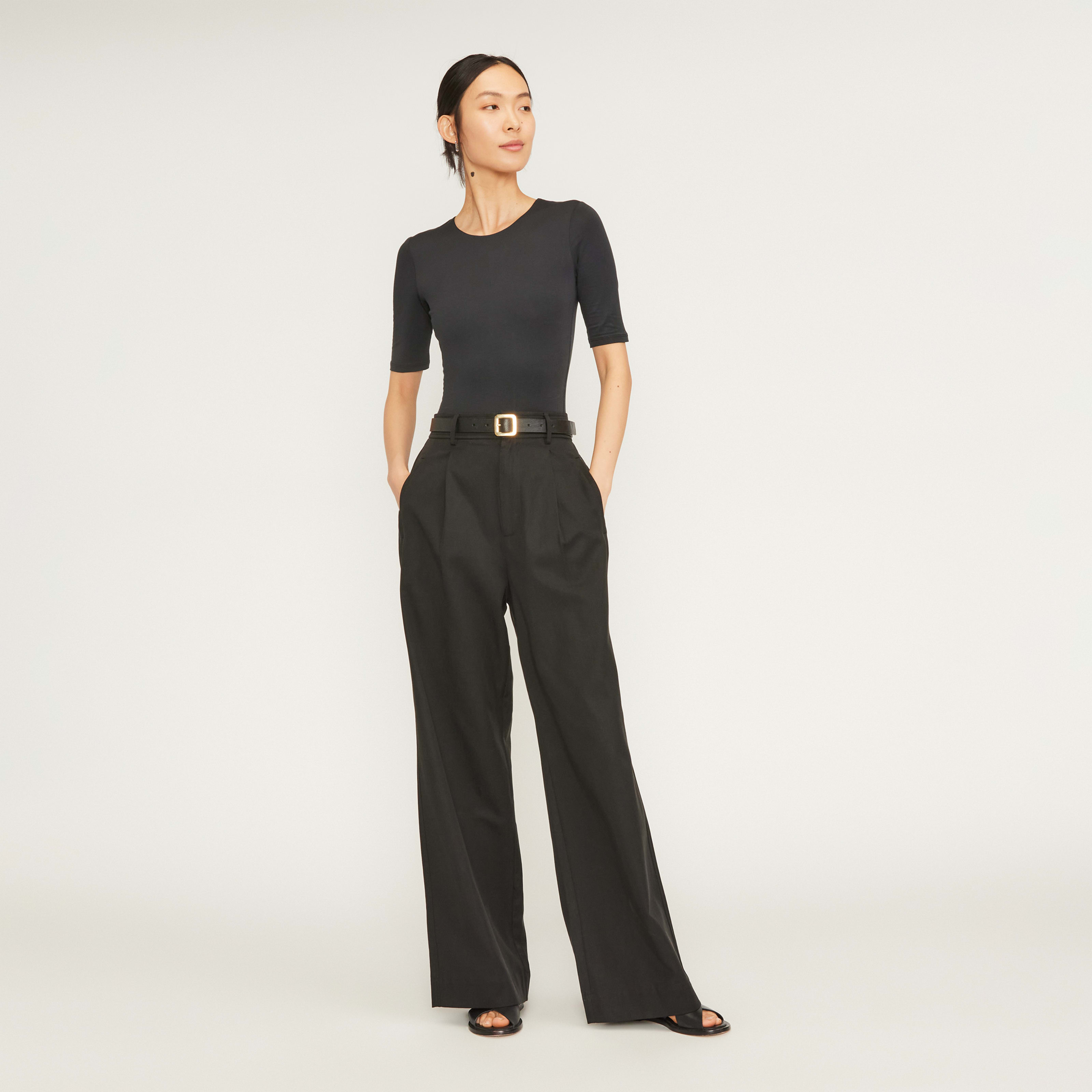 Women's Short-Sleeve Crew Neck Bodysuit by Everlane in Black, Size XXS | Everlane