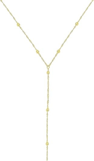 Tewiky Lariat Necklace for Women, Dainty Gold Long Necklaces 14k Gold Plated Heart Pearl CZ Teard... | Amazon (US)