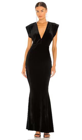 V Neck Rectangle Gown | Black Velvet Dress | Long Velvet Dress | Velvet Maxi Dress | Deep V Dress  | Revolve Clothing (Global)