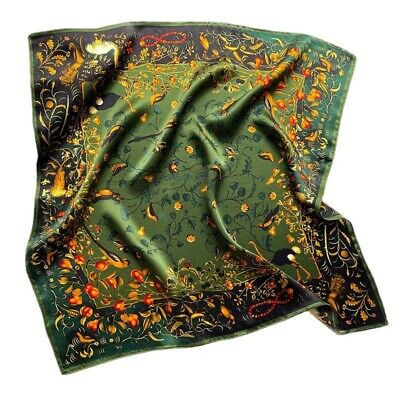 100% Mulberry Silk 20" Square Scarf Women neckerchief Wrap Birds Print Green | eBay US