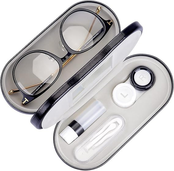 Muf 2 in 1 Double Sided Portable Contact Lens Case and Glasses Case,Dual Use Design with Built-in... | Amazon (US)