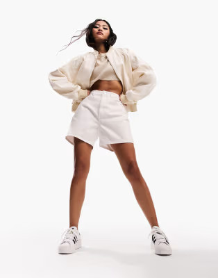 ASOS DESIGN denim dad shorts in ecru | ASOS (Global)
